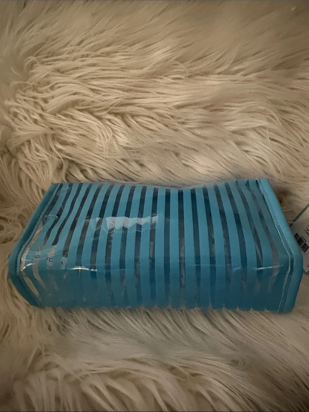Draper James Turquoise Striped Clear Travel Pouch